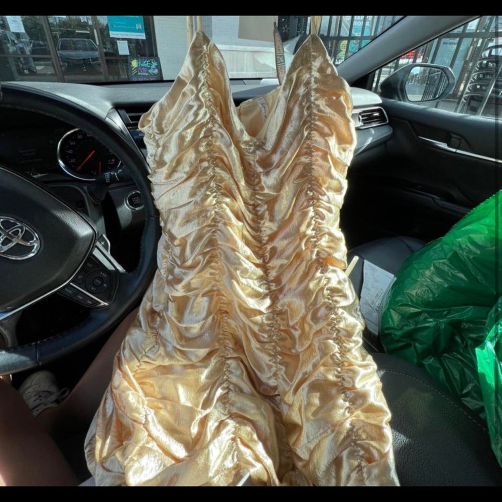 gold lucy in the sky dress